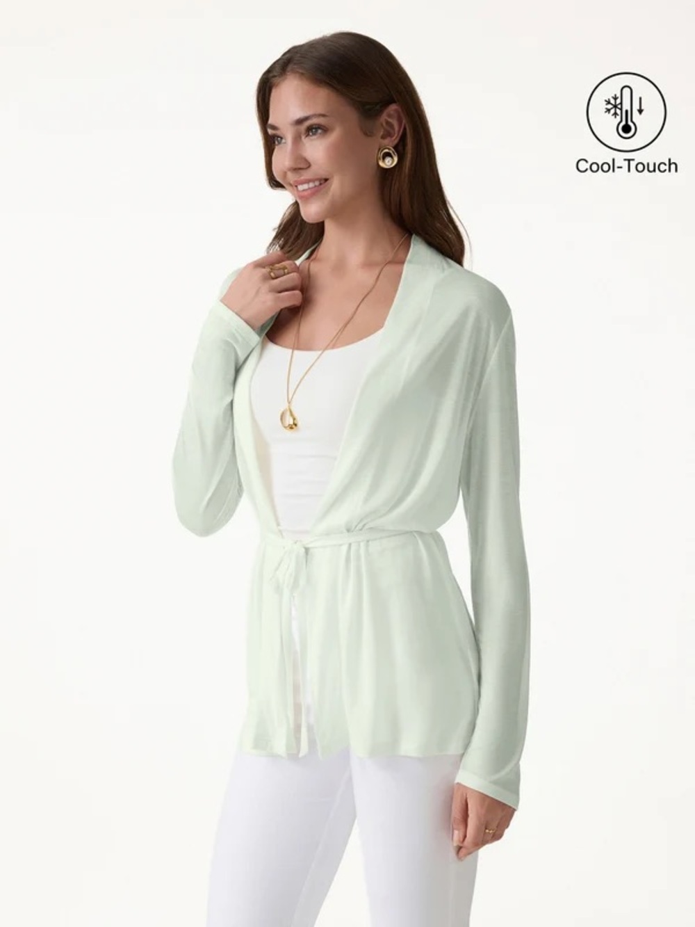OGL Airy Soft Open Front Cardigan with Tie large nwt
